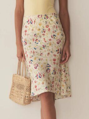 Doen NWOT Elowette Floral Silk Blend Skirt XS